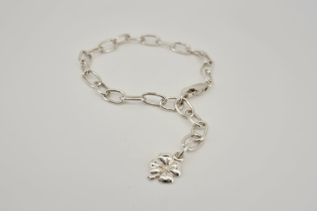 Handmade Silver chain bracelet with a 4 leaf clover charm Perth Fremantle Artisan