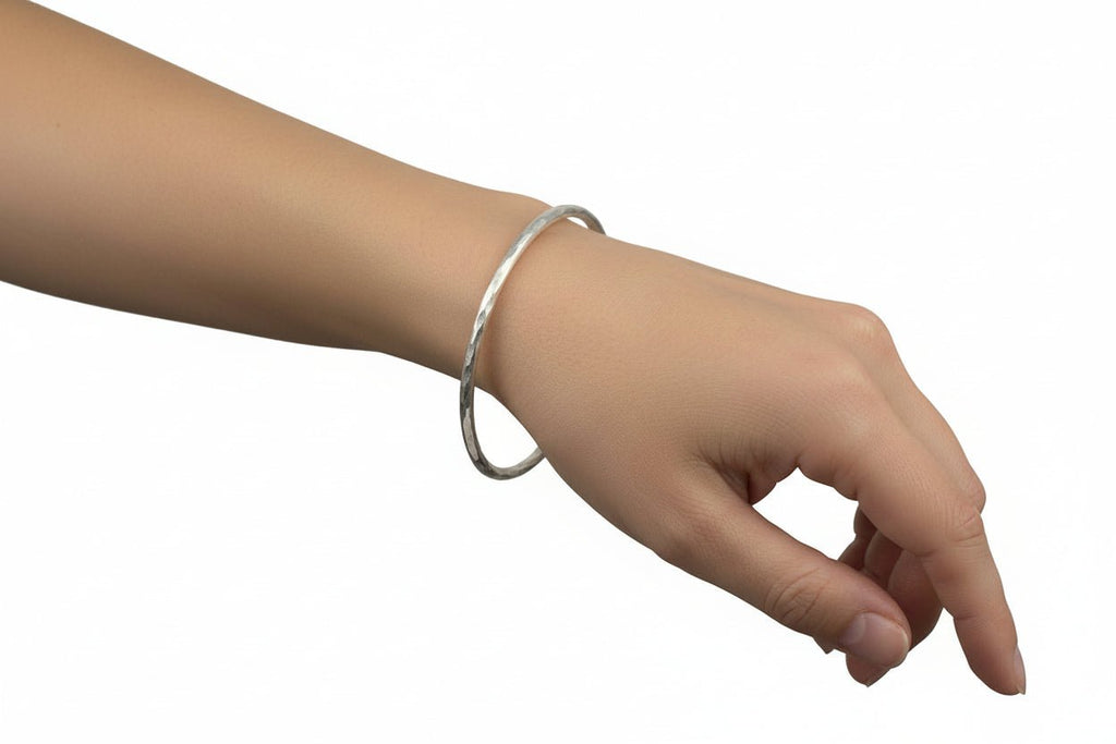 Handmade Silver bangle hammered Australian Made 