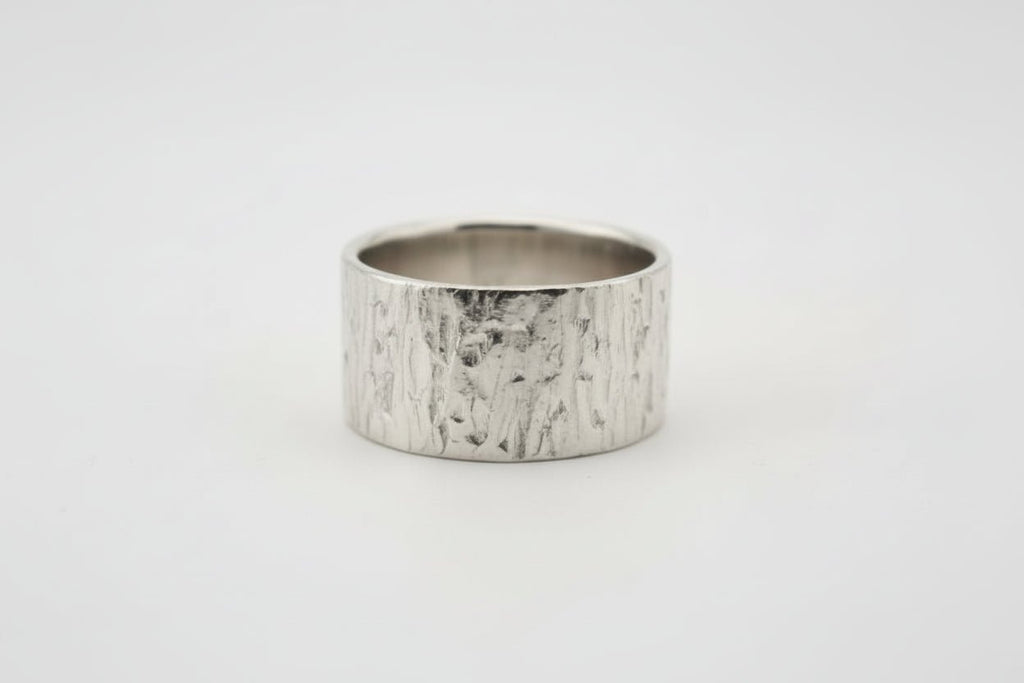 Handmade Argentium silver planished ring Australian Made