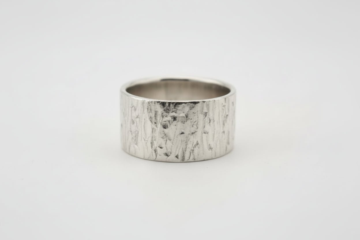 Handmade Argentium silver planished ring Australian Made