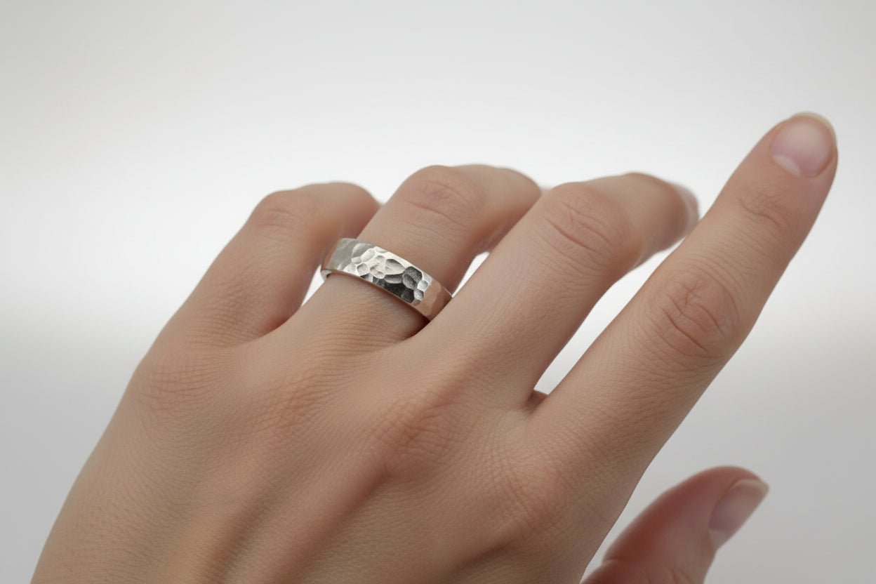 Handmade Sterling Silver Hammered Stacker Ring Medium Australian Made