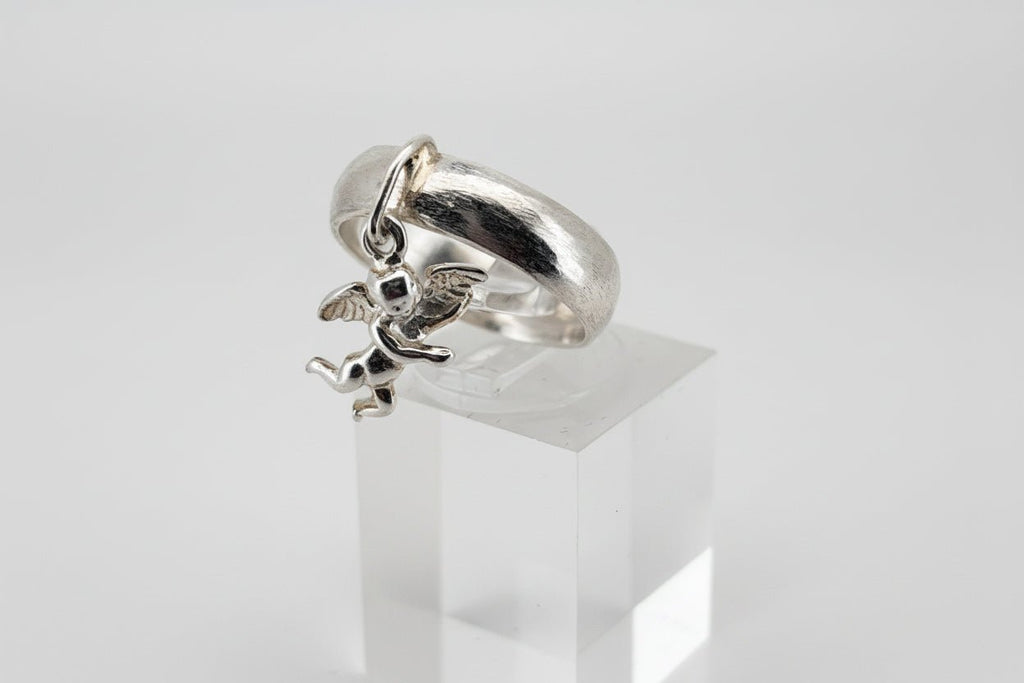 Handmade Sterling Silver Cupid Dangle Charm Ring Australian Made