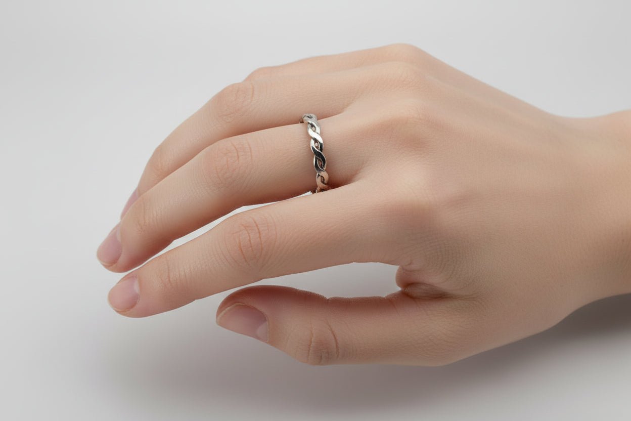 Handmade Sterling Silver Flat Plait Stacker Ring Australian made