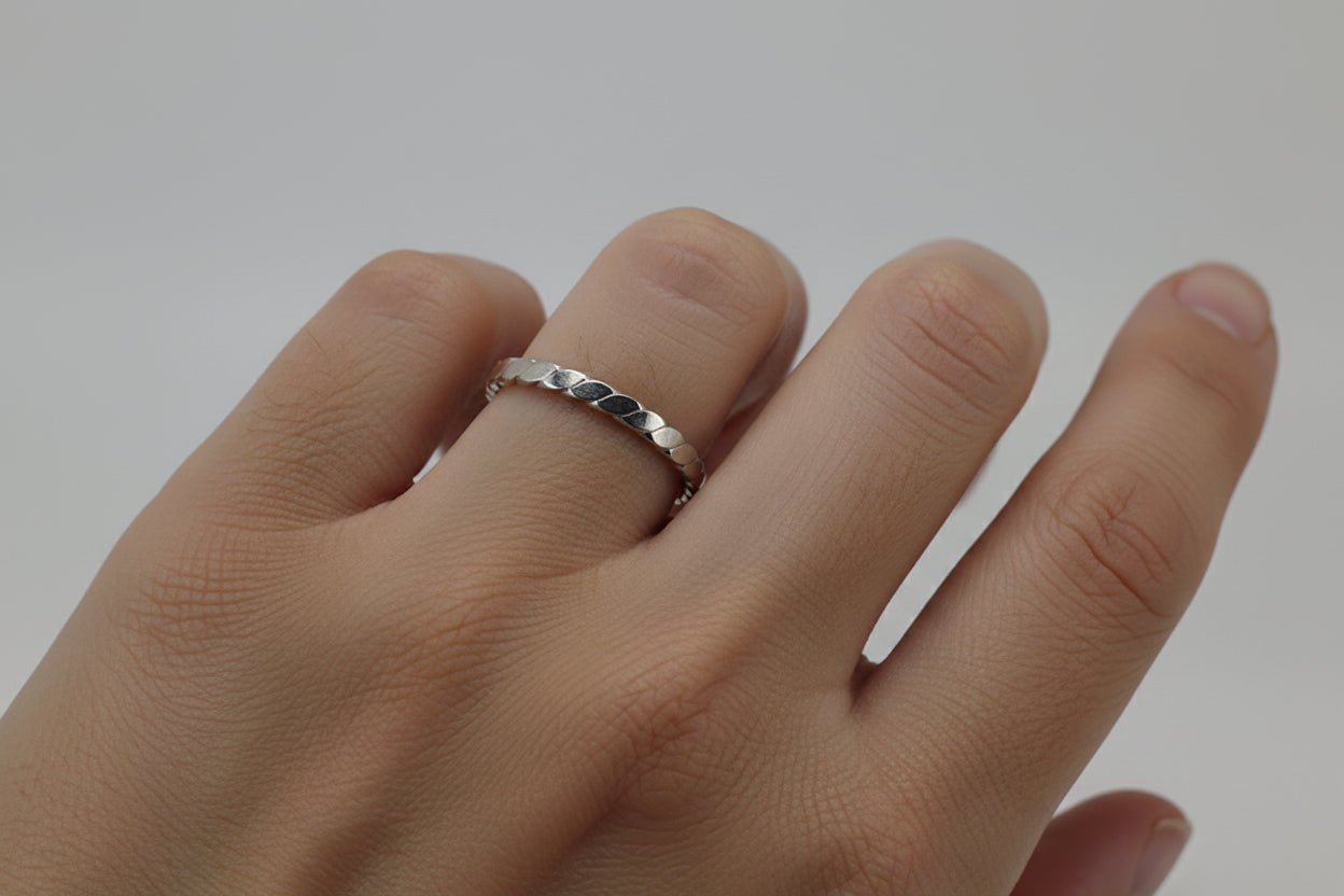 Handmade Sterling Silver Flat Twist Stacker Ring Size P½ Australian Made