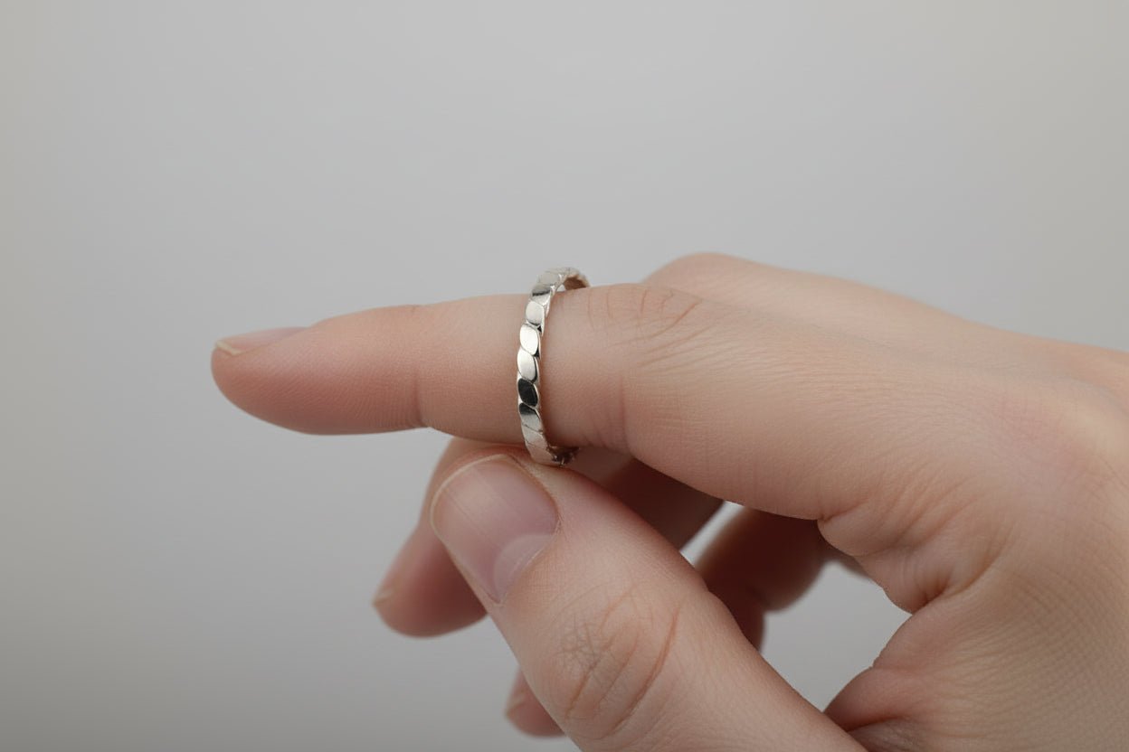 Handmade Sterling Silver Flat Twist Stacker Ring Size N Australian Made