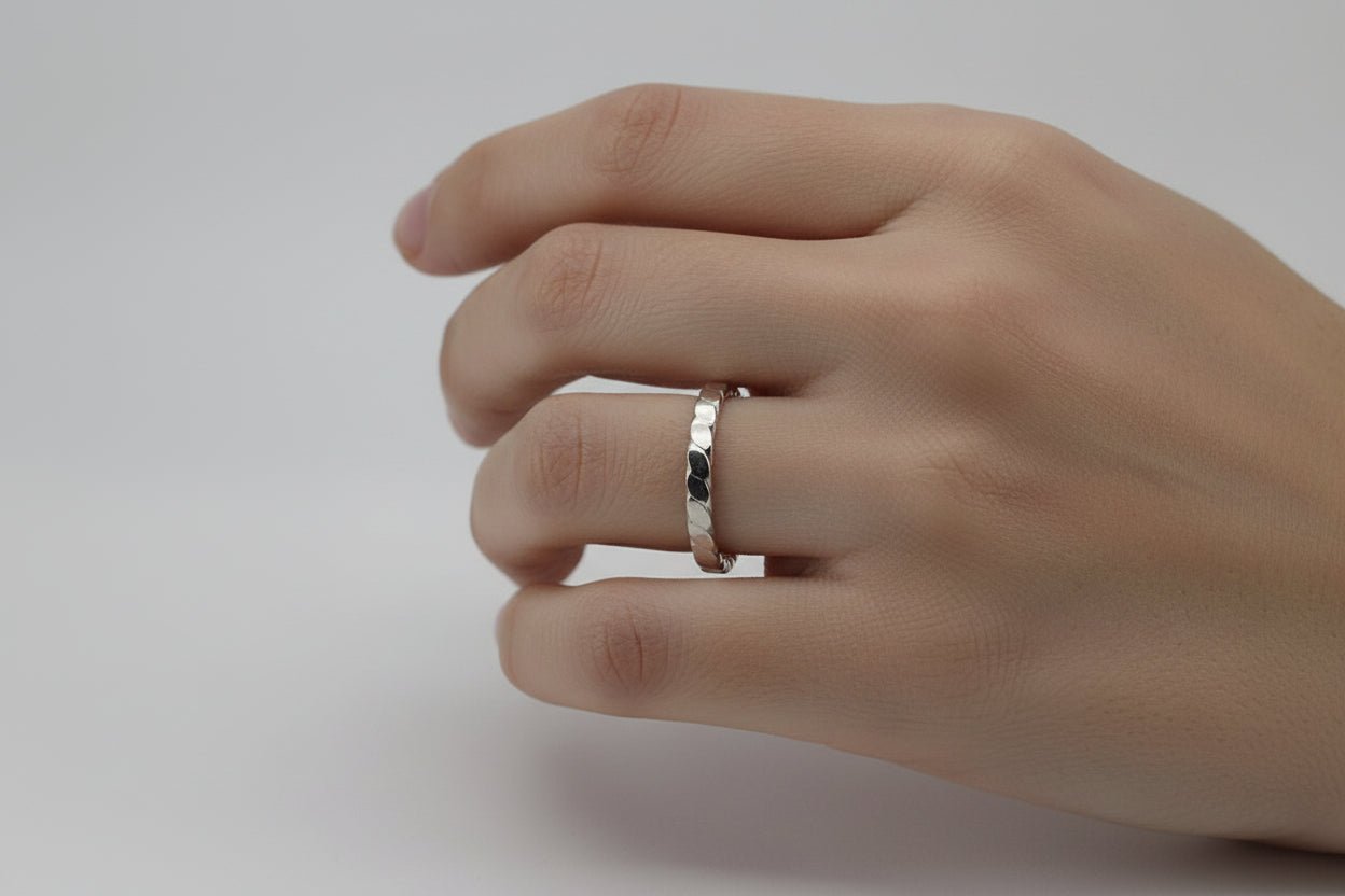 Handmade Sterling Silver Flat Twist Stacker Ring Size R Australian Made