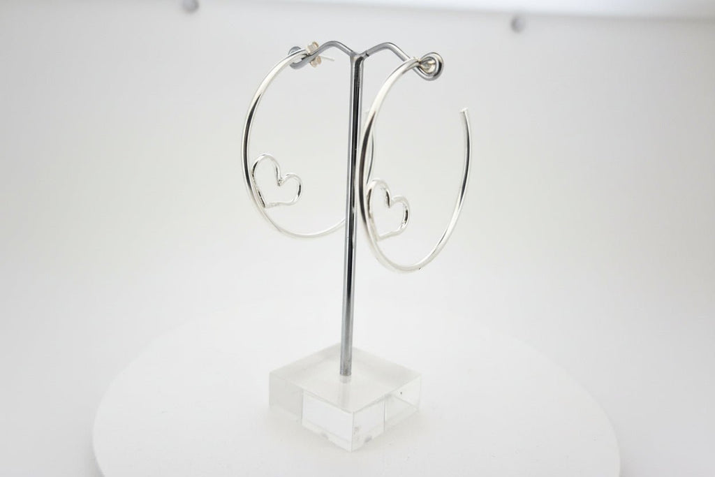 Handmade Sterling Silver Hoop Heart Earrings Australian made
