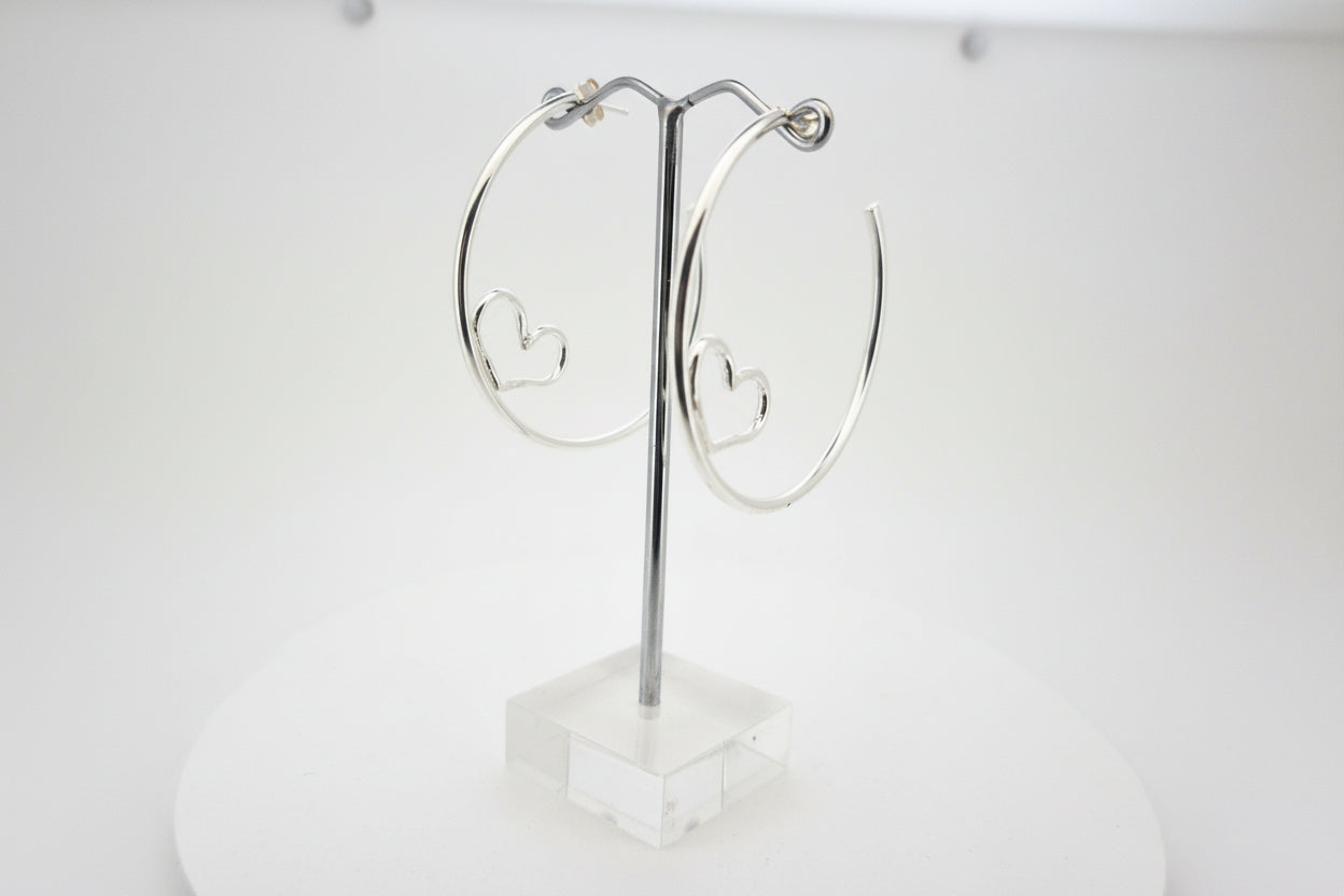 Handmade Sterling Silver Hoop Heart Earrings Australian made