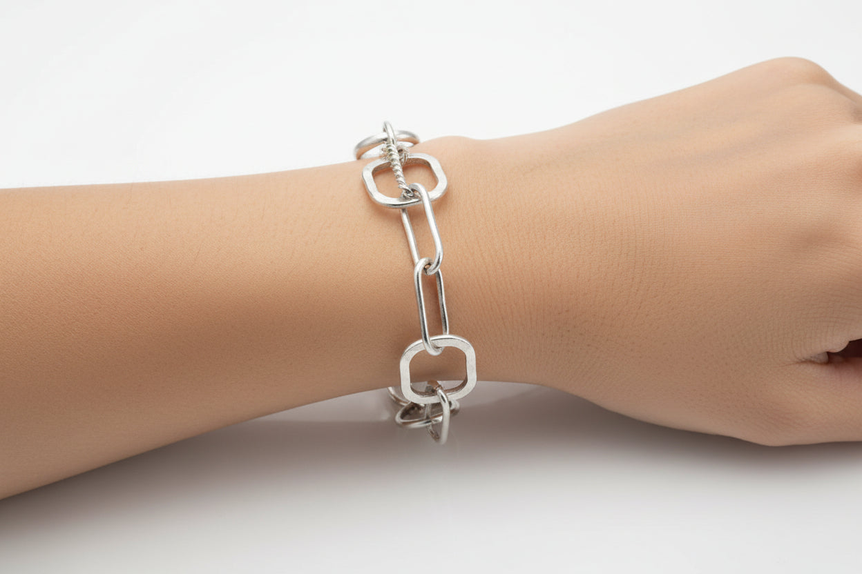 Handmade Sterling Silver Multi Shape Bracelet Australian Made