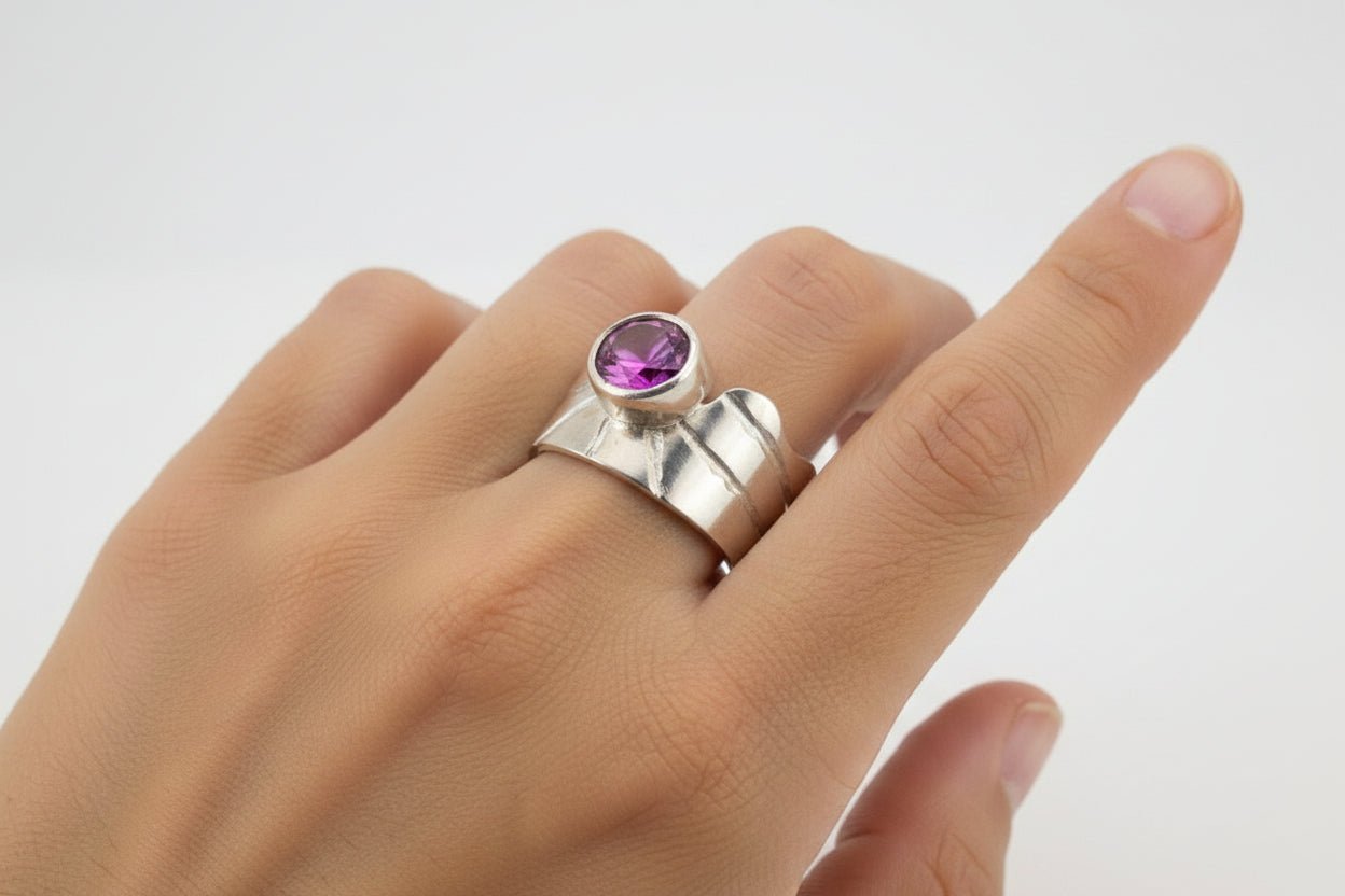 Handmade Sterling Silver Pink Corundum dress ring made in austrlalia 2