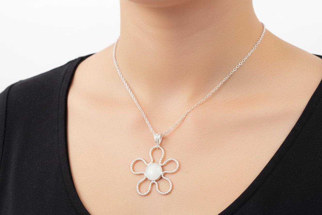 Handmade Sterling Silver Resin Flower Necklace Australian Made