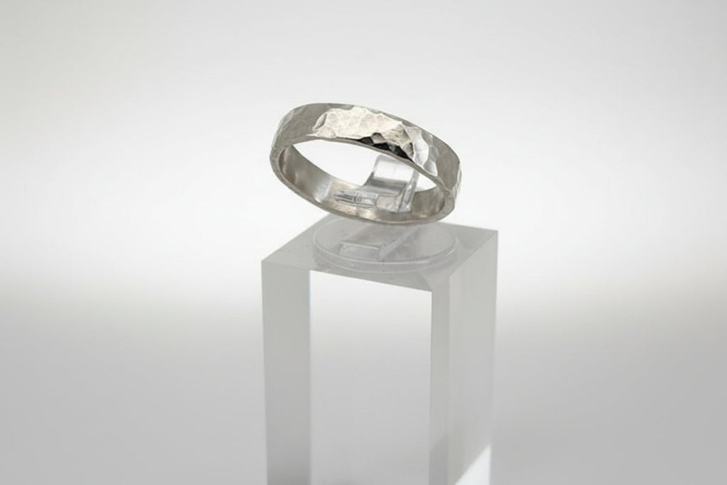 Handmade Sterling Silver Hammered Stacker Ring Medium Australian Made