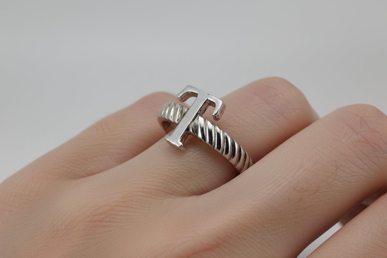 Handmade Sterling Silver Ring Letter T Australian Made