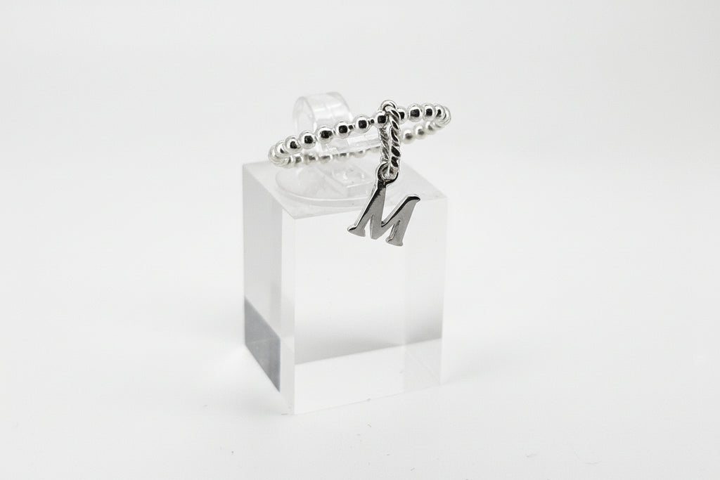 Handmade Sterling Silver Ring with M dangle Charm Australian Made