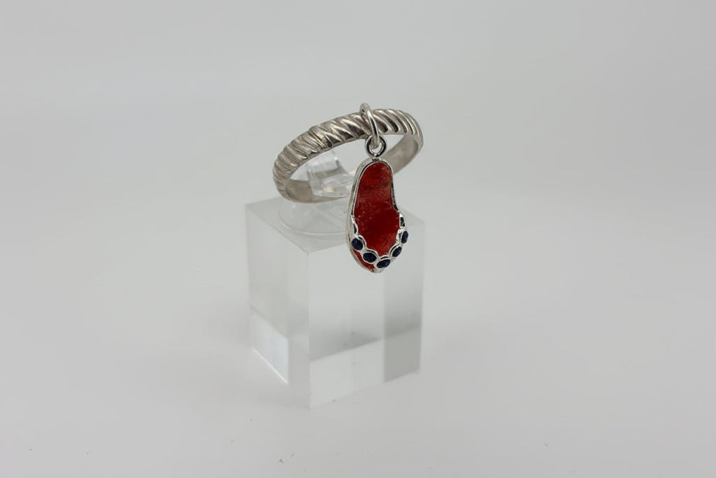 Handmade Sterling Silver Ring with Dangle Thong Charm Australian Made