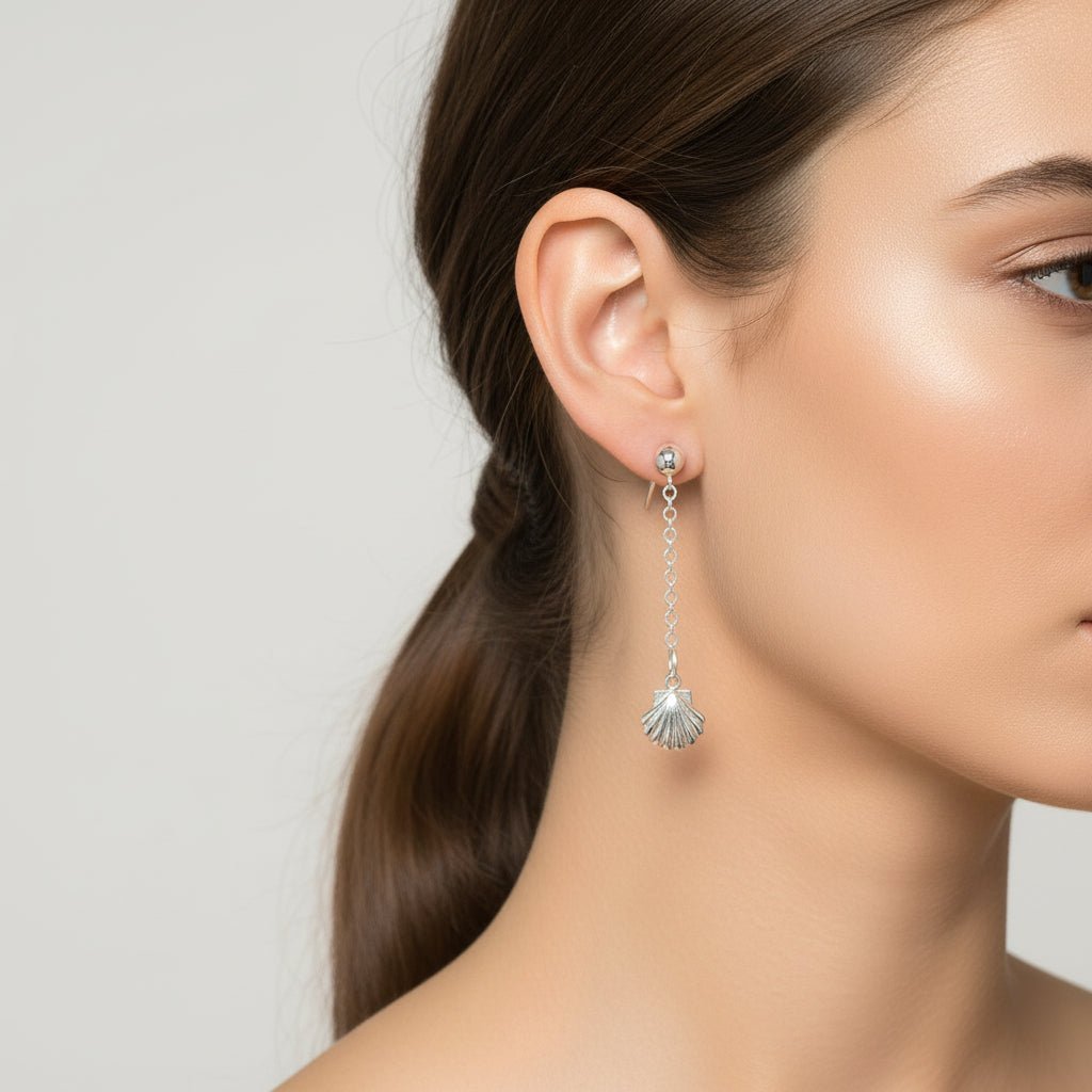 Handmade Sterling Silver Shell Drop Earrings Australian Made