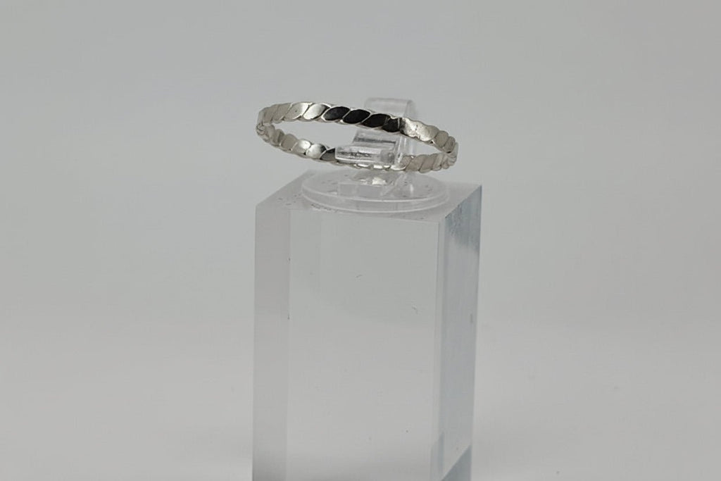 Handmade Sterling Silver Flat Twist Stacker Ring Size P½ Australian Made