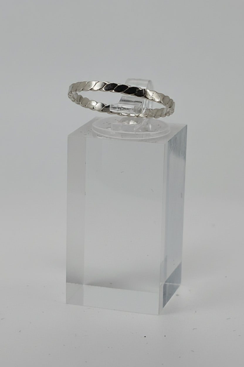 Handmade Sterling Silver Flat Twist Stacker Ring Size R Australian Made
