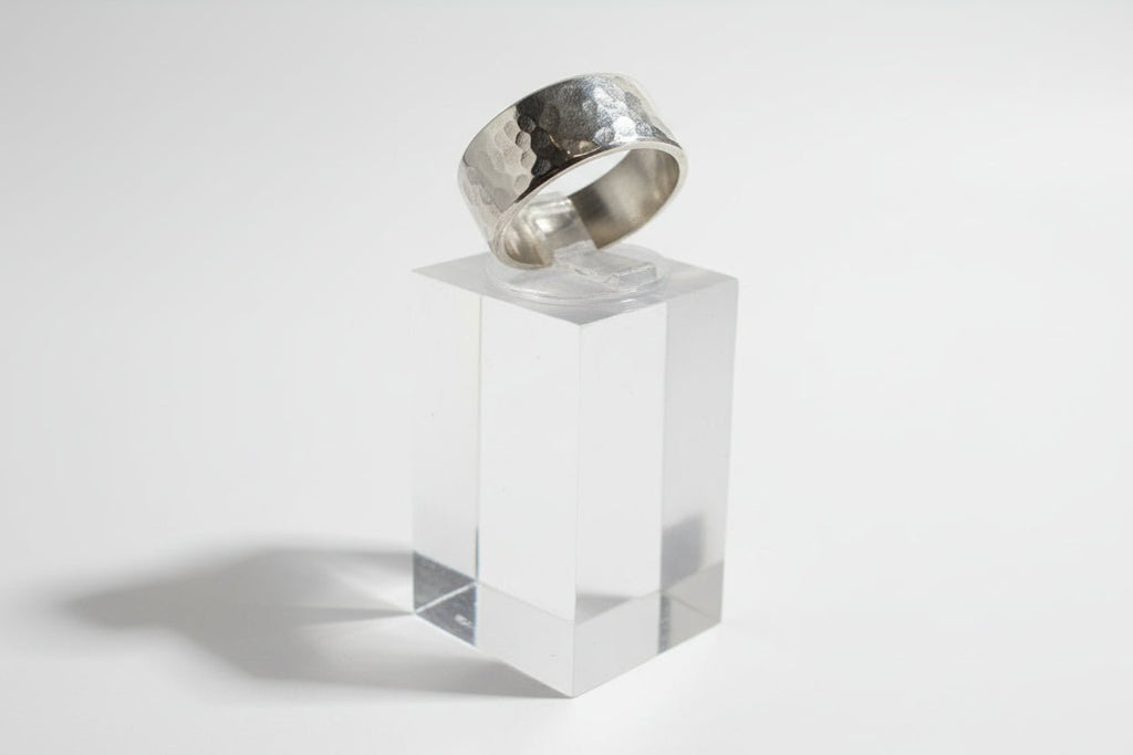 Handmade Sterling Silver Wide Hammered Stacker Ring Australian Made