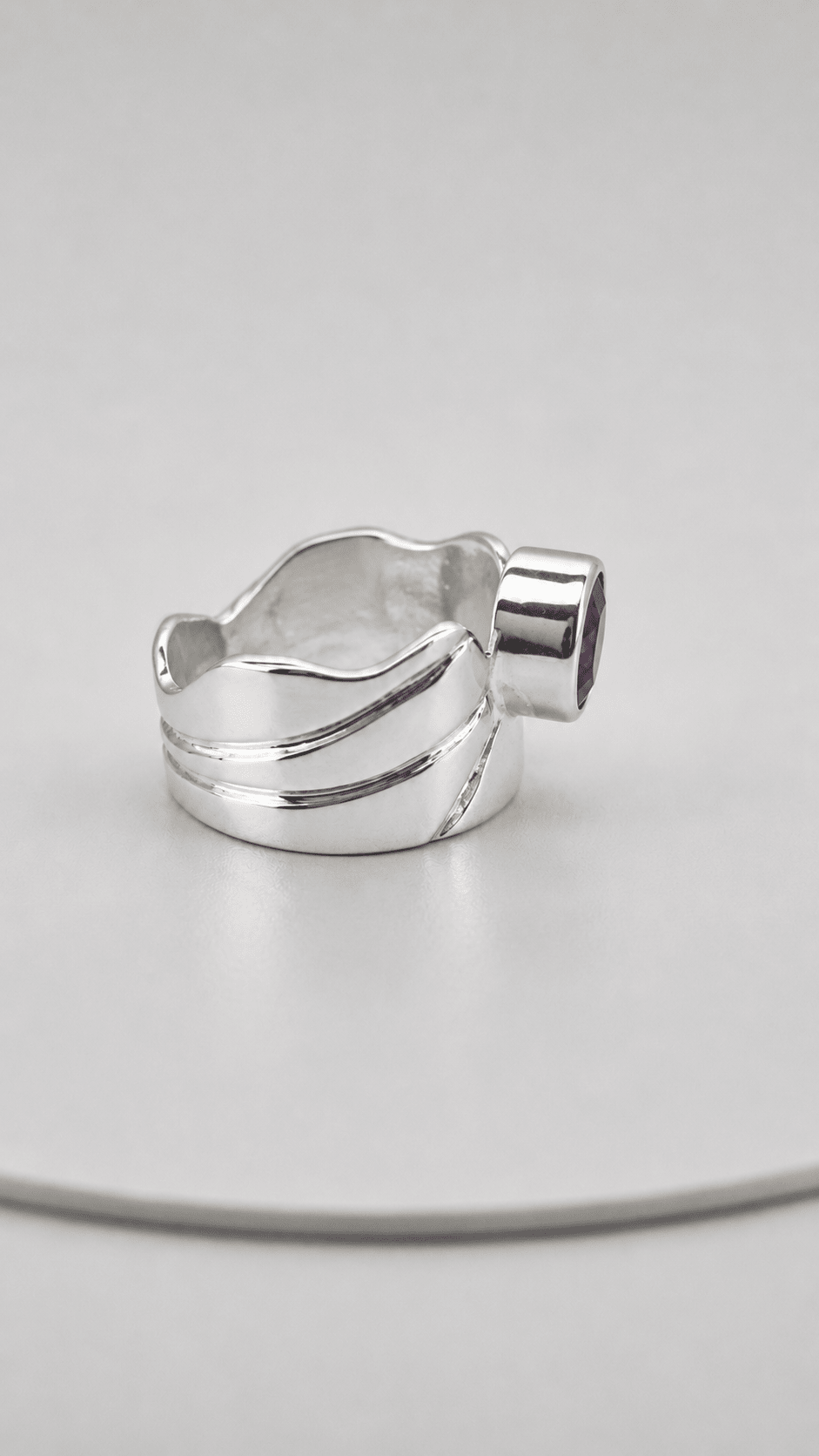 Handmade Sterling Silver dress ring With Pink Corundum semi-precious stone. Made in Australia
