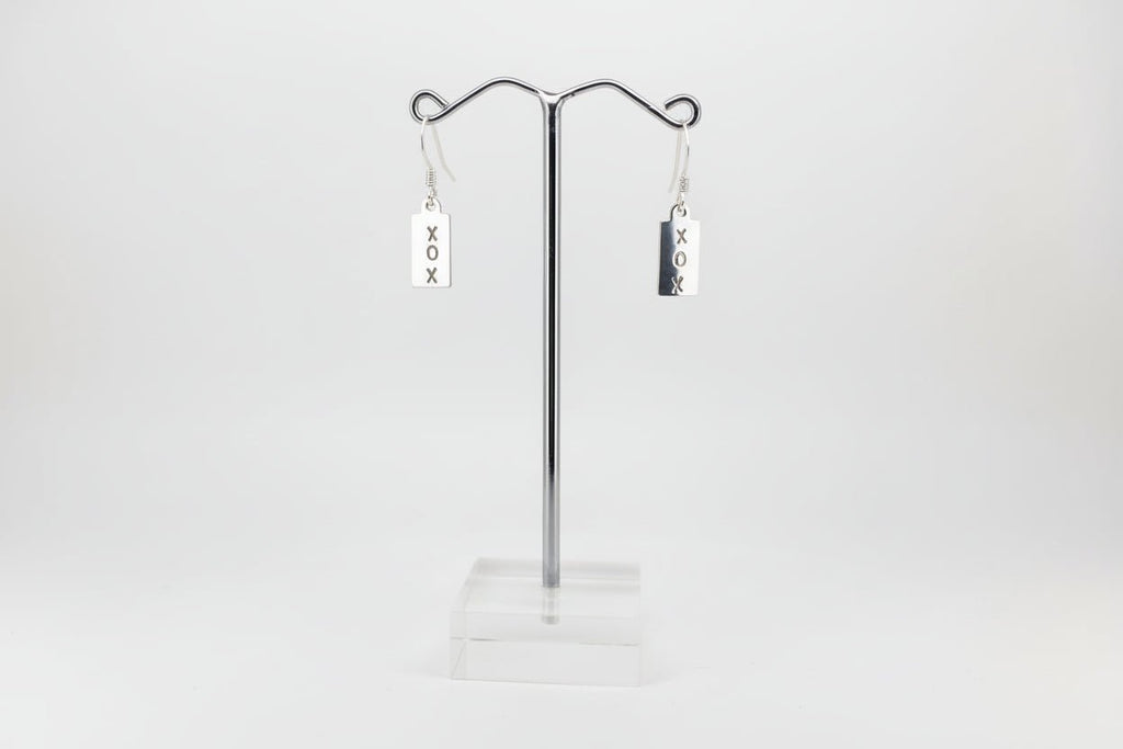 Handmade Sterling Silver XOX Tag earrings Australian Made
