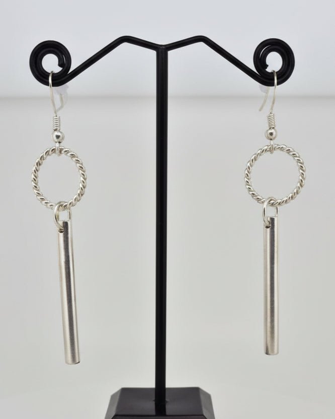 Handmade Sterling silver twist loop drop earrings Australian made