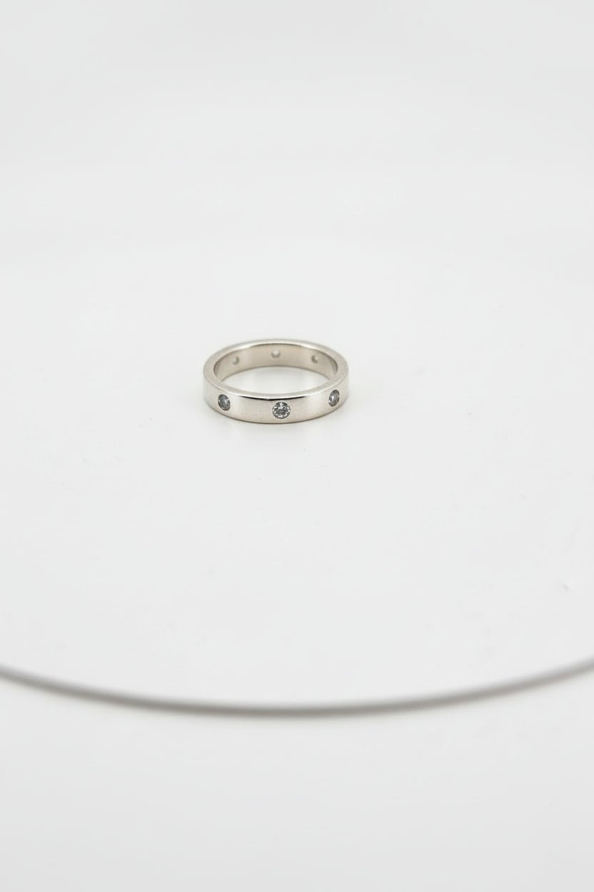Handmade flush set band cubic zirconia sterling silver Australian made ring