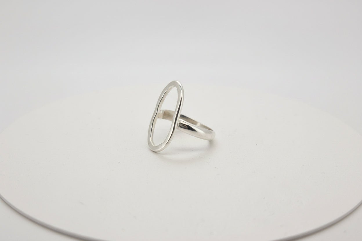 Handmade hammered oval ring sterling silver australian made