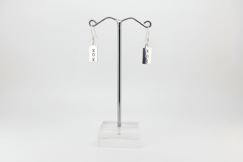 Sterling Silver Sun and Moon ID Tag Earrings