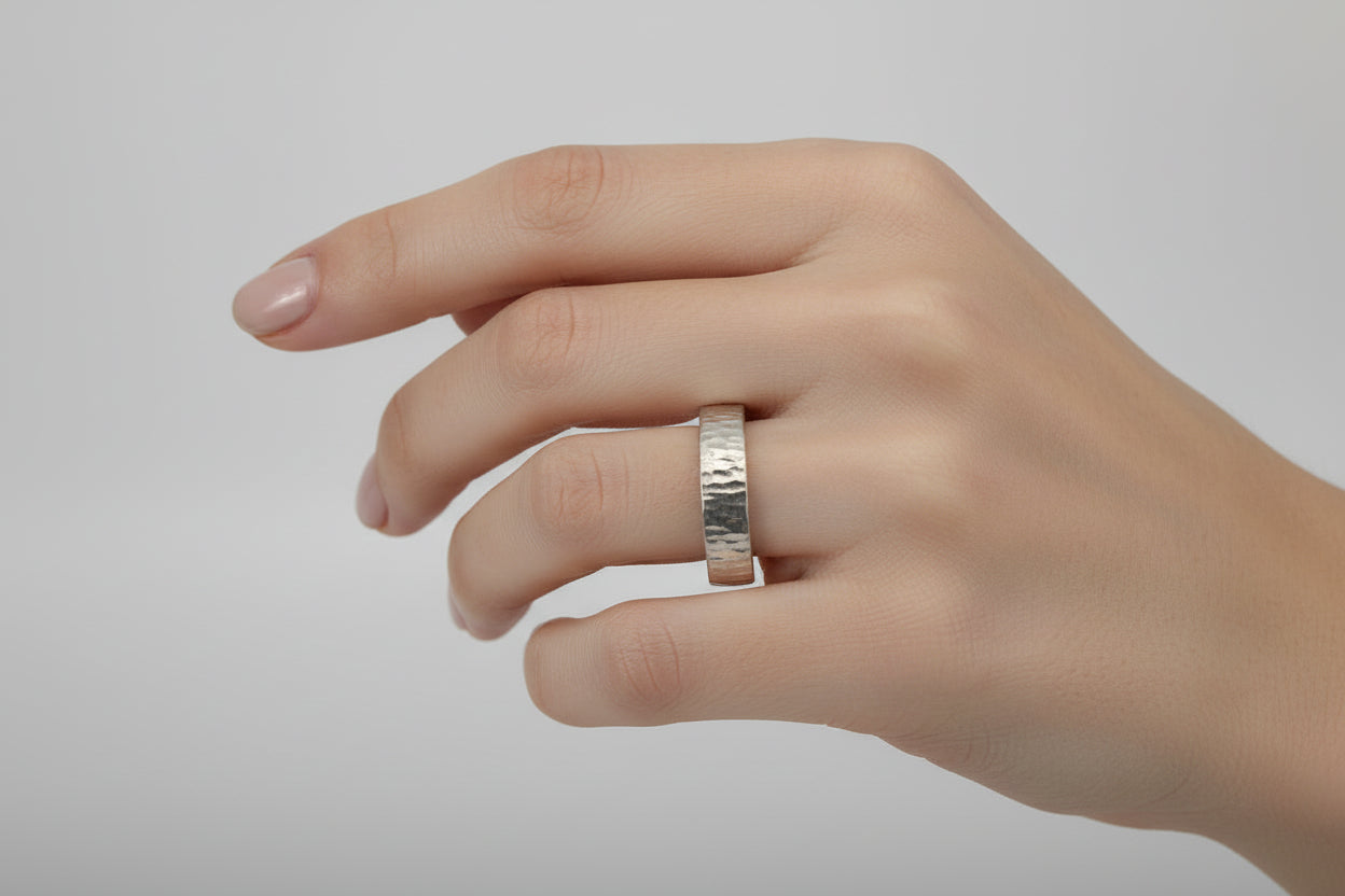 Handmade Sterling Silver Planished Stacker Ring Perth Fremantle Artisan