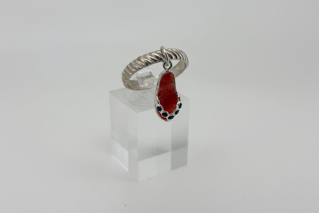 Handmade Sterling Silver Ring with Dangle Thong Charm Perth Fremantle Artisan