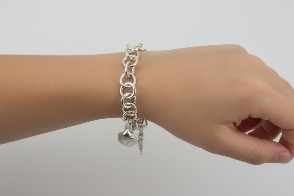 Handmade Sterling Silver Shell Double Charm Bracelet Perth Fremantle Artisan