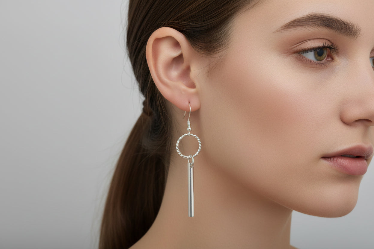 Handmade Sterling silver twist loop drop earrings Perth Fremantle Artisan