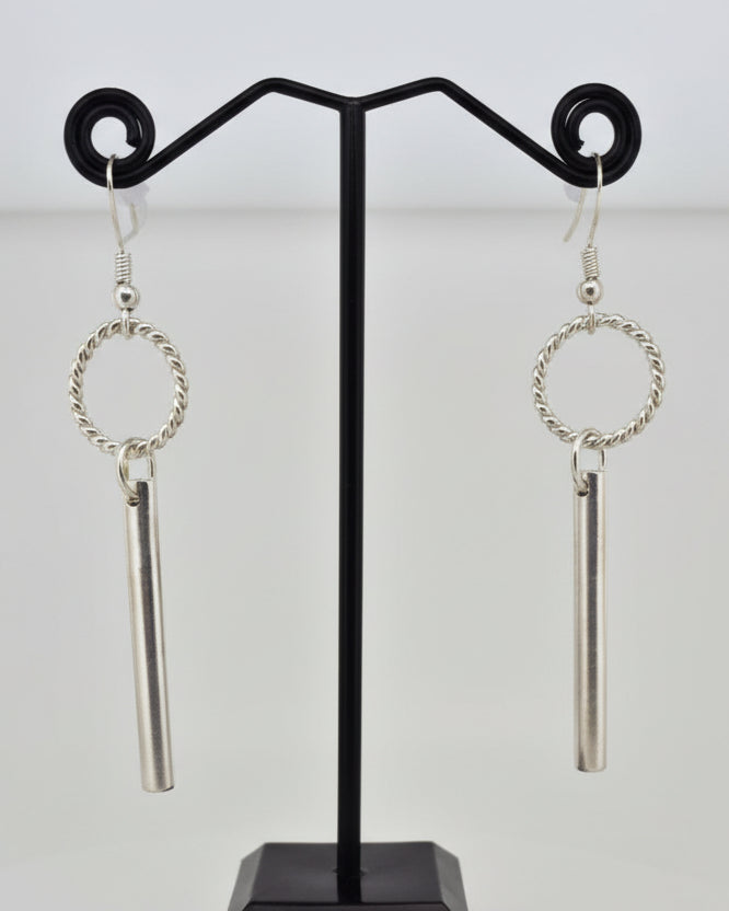 Sterling Silver twist loop satin finish drop earrings